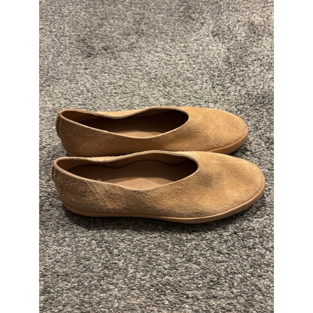 FEIT Handmade Tan Leather Slip On Shoes Flats Size 38 US 8 Womens Ballet